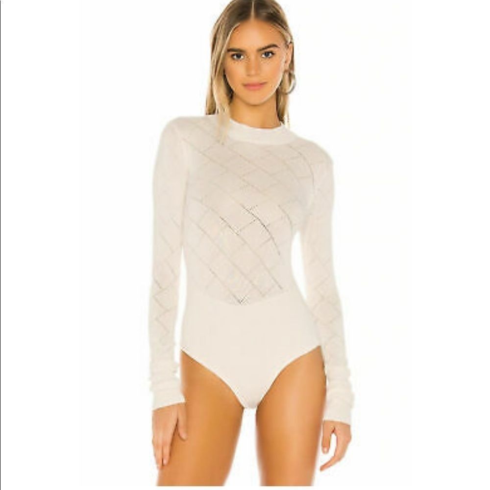 Free People White Long Sleeve Bodysuit